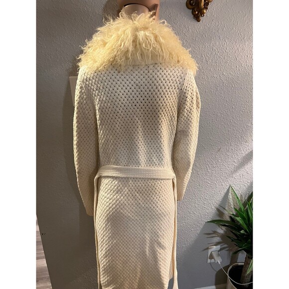 Colette mordo cardigan Sweater Trimmed With real Lamb Fur ,beige  size S - Picture 4 of 8